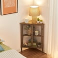 thumbnail image 5 of VECELO Set of 2 Corner Storage Cabinet with Dual Door, Wood Floor Standing Triangle Storage Organizer with 3-tier Shelves, Gray, 5 of 11