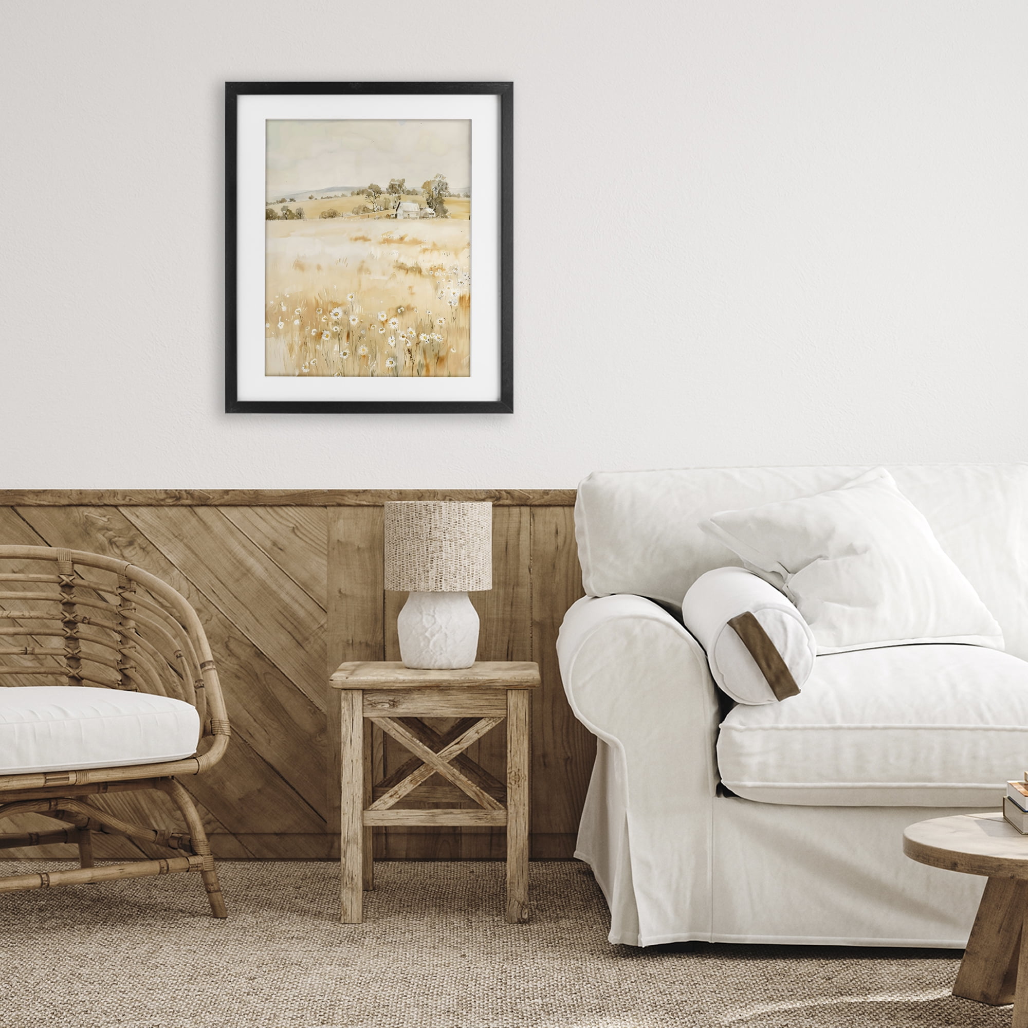 Stupell Industries Farm Country Meadow with Daisies Black Framed Print Under Glass, design by Creative Studio
