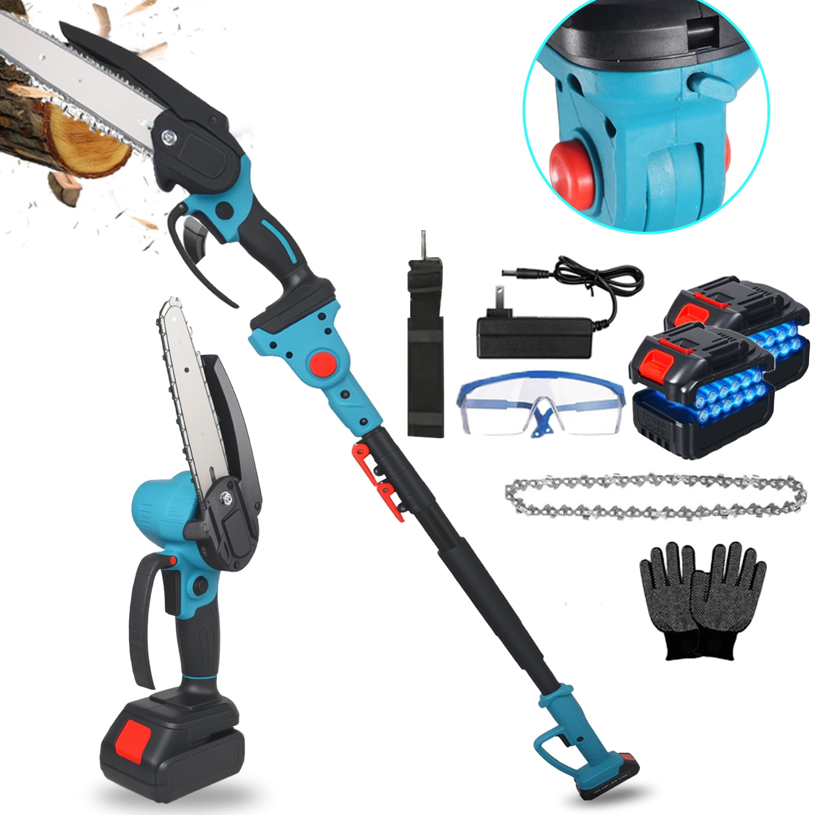 KingFurt 2-in-1 Cordless Pole Saw,6 Inch Electric Pole Chainsaw with 21V Battery, Auto Oiling, 6.5FT Max Extension