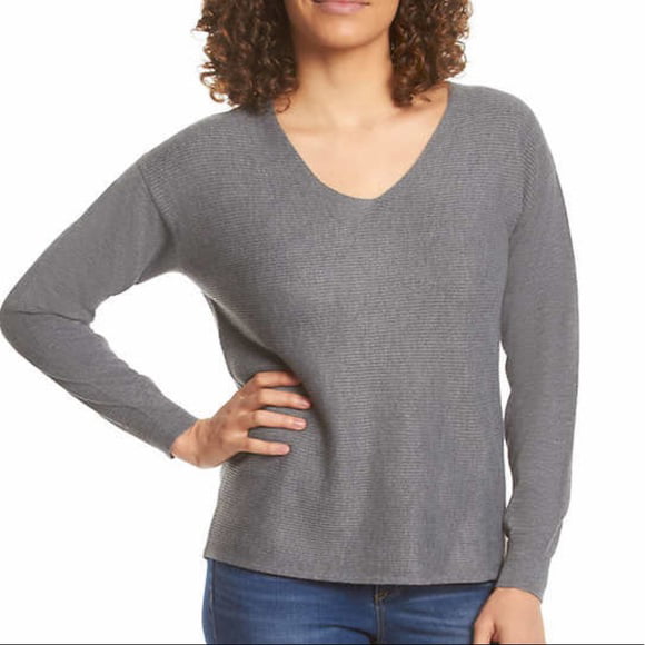Ella Moss Womens Ribbed V-Neck Sweater - Walmart.com
