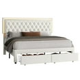 thumbnail image 4 of Merluxy Bed Frame with LED Lights&Storage Drawers, Velvet Upholstered Platform Bed, No Box Spring Needed,Queen,White, 4 of 8