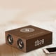 thumbnail image 5 of Reloj despertador digital LED eléctrico de madera con base de carga inalámbrica y altavoz Bluetooth marrón, 5 of 8