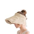 thumbnail image 1 of Kmbangi Female Visor Cap Solid Color Ruffled Sun Hat Hollow Out Bucket Hat, 1 of 9