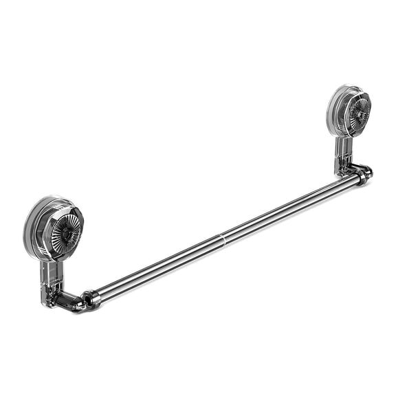 Adjustable Suction Cup Towel Bar for Bathroom Wall, 12 Inch~24 Inch Towel Racks for Bathroom, Plastic Bath Towel Holder for Shower Gray