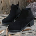 thumbnail image 6 of Lovzfmll Ankle Boots for Women, Suede Ankle Low Heel Round Toe, Block Mid Heel Round Toe Booties Casual Fall Black Boots, 6 of 8