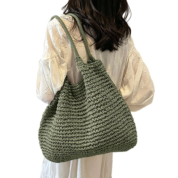 Uobin Large Capacity Woven Tote Shoulder Bag For Work Commute Daily Casual