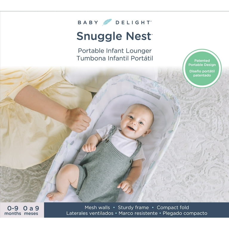 Baby Delight Snuggle Nest Infant Portable Lounger Bassinet, Skies