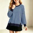 thumbnail image 5 of WQNVRNR Pullover Sweaters for Girls Crewneck Knit Long Sleeve Casual Loose Jumper Sweaters Blue 10, 5 of 9
