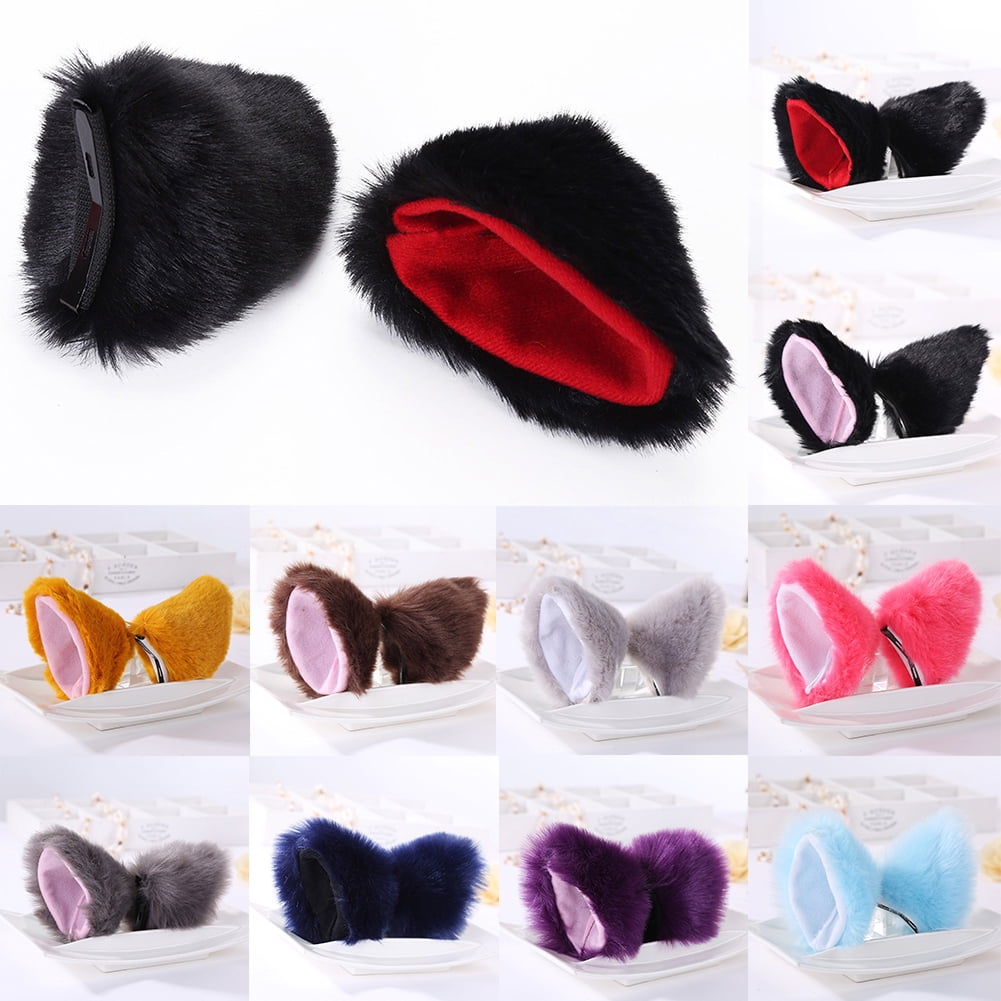 Kaesi 1Pair Fox Cat Ear Furry Girls Hair Clip Hairpin Cosplay Costume Photo  Props