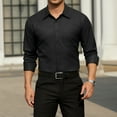 thumbnail image 7 of Mens Long Sleeve Black Shirts Button-up Stripe Shirt Casual Solid Dress Shirt Formal Business XL, 7 of 7