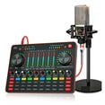 thumbnail image 1 of Live Sound Card Studio Condenser Microphone Kit Audio Webcast Mixer For Mobile Phone PC Laptop Broadcast Live Streaming ,Easy to Use, 1 of 6