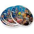 Colorful Fishes Coaster, Drinks Round Absorbent Stone Set with Ceramic