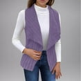 thumbnail image 2 of Womens Vests Fashion Casual Sleeveless Lapel Open Front Fleece Cardigan Fall Fashion Solid Color Fuzzy Jacket Sweater (Purple XL), 2 of 7