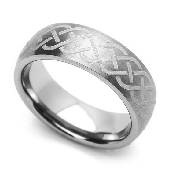 Women's 7MM Comfort Fit Tungsten Carbide Wedding Band Celtic Knot Engraved Domed Ring (7 to 14), 8.5