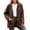Coffee, variant on Plus Size Casual Jacket for Women Timeless Solid Color Long Sleeve Outerwear with Front Button Closure and Side Pockets