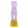 thumbnail image 7 of iiniim Shiny Lapel Neck Dance Leotards for Girls Sleeveless Metallic Mini Dots Bell Bottomed Tessels Jumpsuit Dancewear Light Purple 16, 7 of 7
