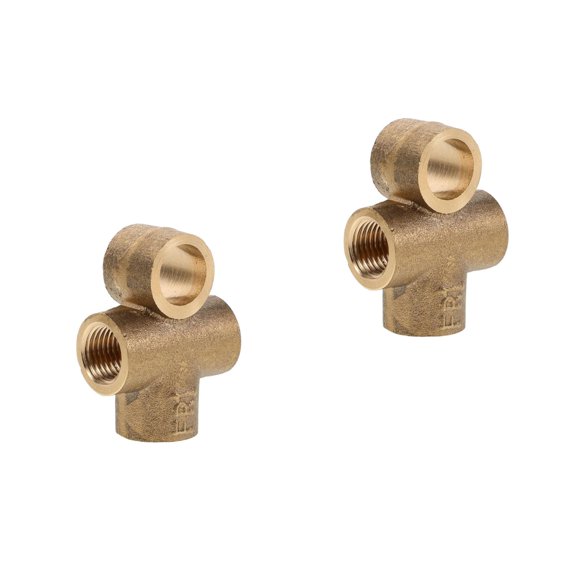 Hemoton 2pcs Thread Brass Tee Connector Line Engine Fittings Boat Gas Tank Hose T-Connector For Automotive Marine And Industrial Outboard Connections