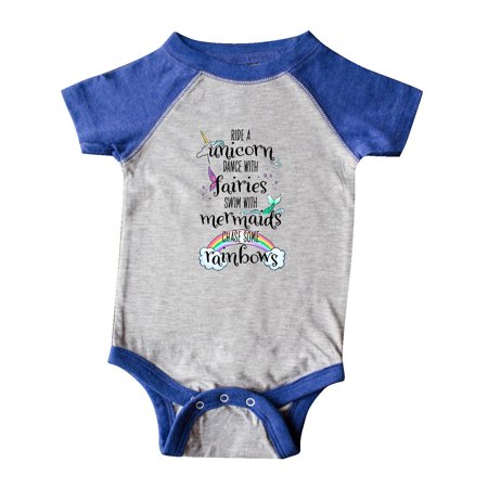 

Inktastic Ride a Unicorn Dance with Fairies Swim with Mermaids Gift Baby Boy or Baby Girl Bodysuit