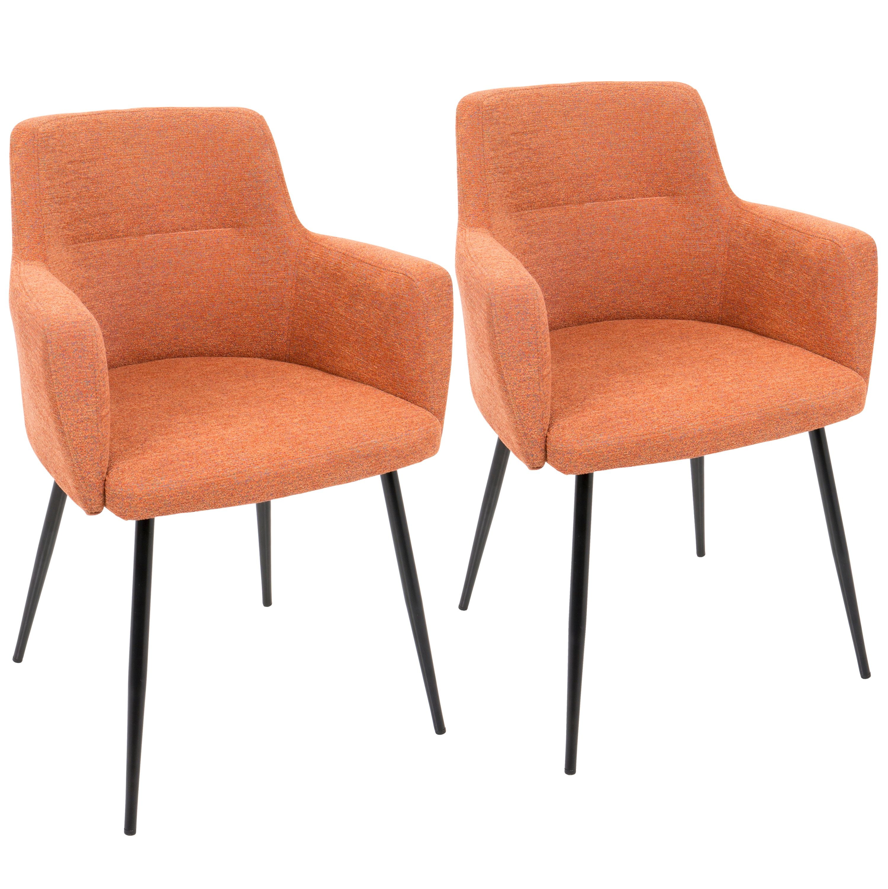 Andrew Contemporary Dining Accent Chair In Black And Orange Fabric By Lumisource Set Of 2 Walmart Com Walmart Com