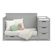 Graco Hadley 5-in-1 Convertible Baby Crib and Changer with Drawer, Pebble Gray