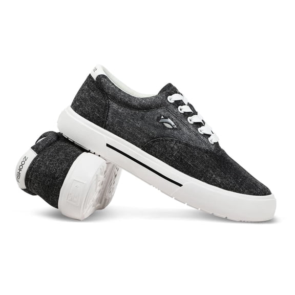Fishooz Sunwashed Lace Shoes, Black/White, Size 13, Casual Footwear (SUN-MLC-BLK-M13)