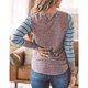 thumbnail image 4 of Blusa de mujer Manga larga Cuello redondo Jersey Gemelos Rayas de leopardo Patchwork Mujer Top Azul claro M, 4 of 6