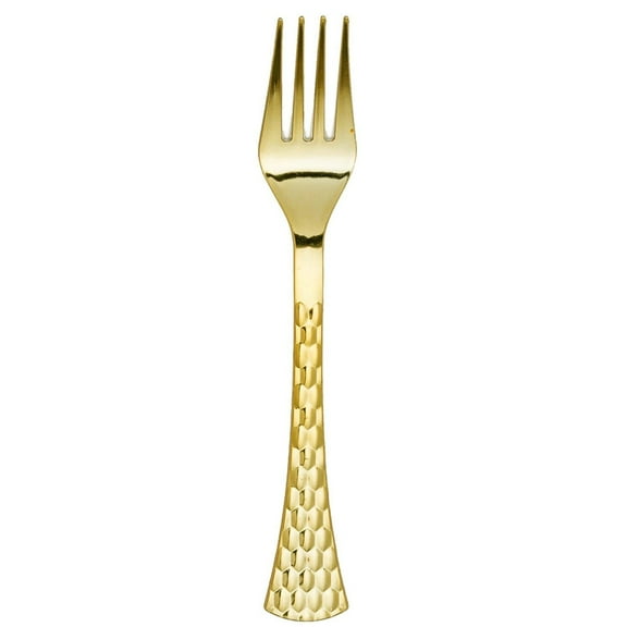 Undisclosed Glamour Collection Gold Plastic Forks Hammered Extra Heavyweight Disposable