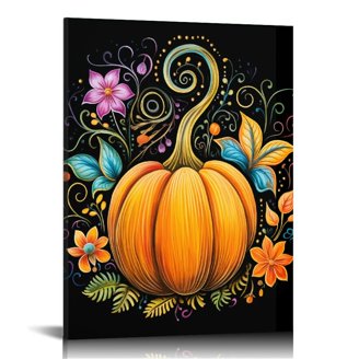 Fall White Pumpkin Patch Vintage Metal Tin Sign - Rustic Wall Decor, 8x12 Inches, Autumn Thanksgiving Farmhouse