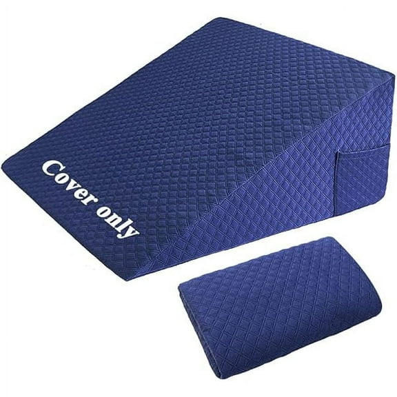 Wedge Pillow Cover Quilted Triangle Incline Bed Wedge Pillowcase Slanted Pillow Case Protector(24"x25"x12") with Pocket & Zipper Only Replacement Cover Machine Washable