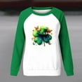 thumbnail image 4 of Craaazy Women's Green Shamrock St Patricks Day Crewneck Long Sleeve Shirts, 4 of 7