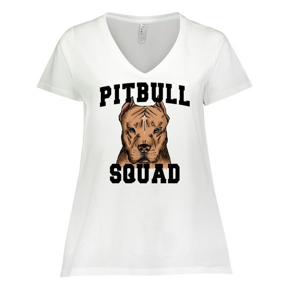 Inktastic Dog Pitbull Squad Women's Plus Size V-Neck T-Shirt