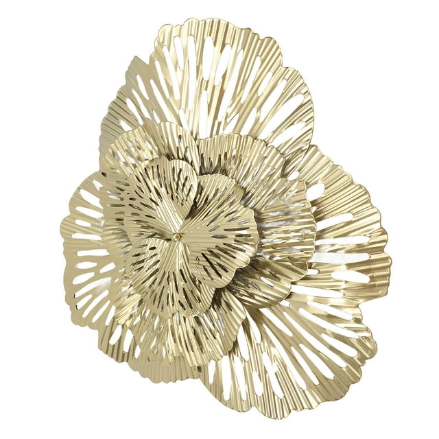 Metal Wall Decor Ginkgo Flower Wall Sculpture Metal Wall Decor Modern Stylish Triangular Ginkgo Flower Iron 3D Wall Sculpture for Living Room Bedroom Hall