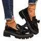 thumbnail image 3 of Xucatan Women's Patent Leather Tassel Loafers, Chunky Sole Slip-On Flat Shoes, Classic British Style Casual Shoes for Women, Plus Size Uniform Shoes Gift, 3 of 7