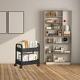 thumbnail image 2 of Space Saving Movable Storage Trolley Sturdy Plastic Utility Cart Accessory for Books Utensils and More Organization, 2 of 8