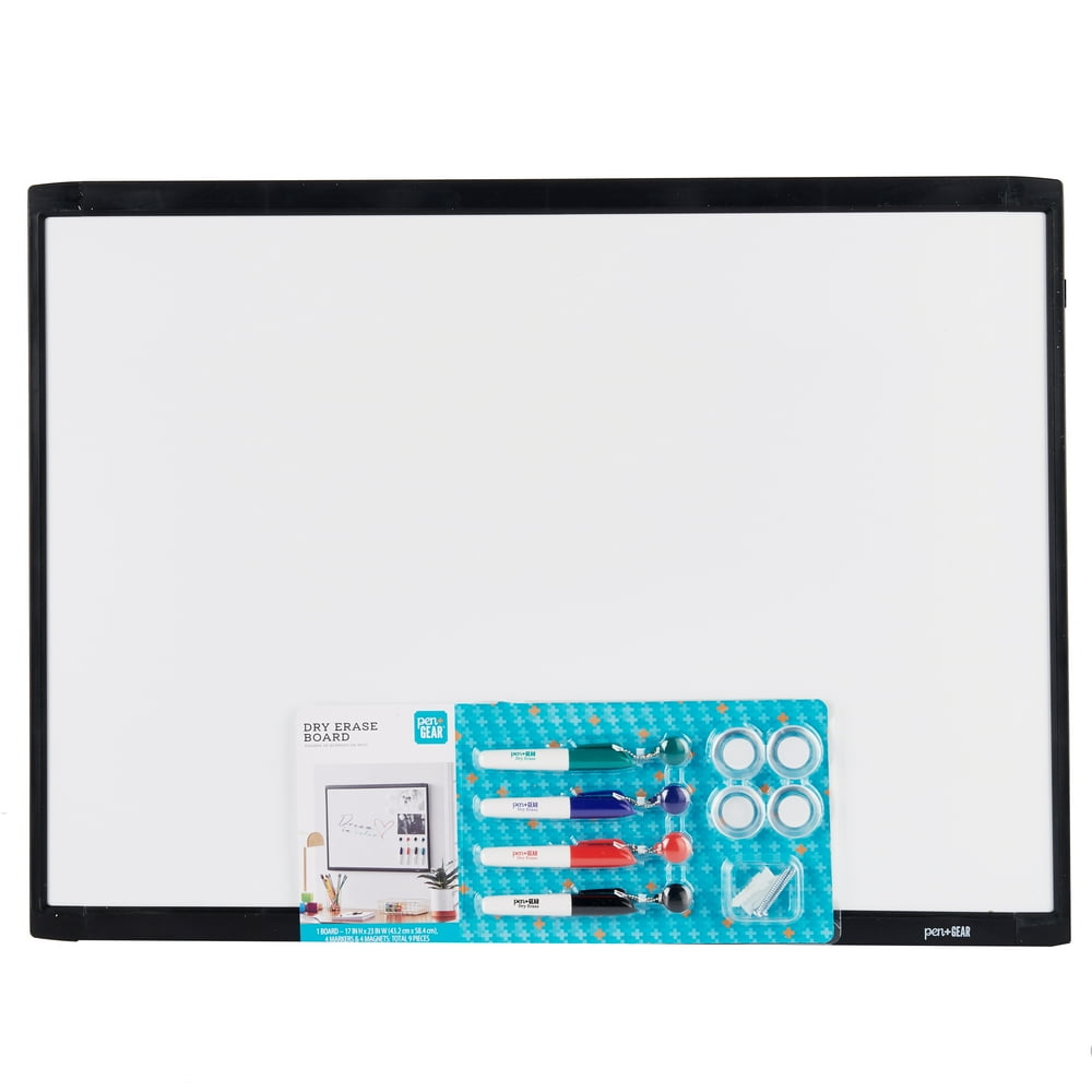 Pen + Gear Dry Erase Board with Accessories, 17” x 23”, Black