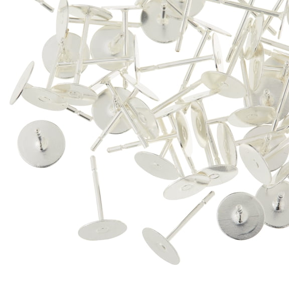 12 Pack: Silver Flat Post Earrings by Bead Landing