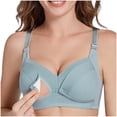thumbnail image 2 of Nmnitkp Nursing Bras Antibacterial Fabric Solid Color Pregnant Women Breastfeeding Bra With Open Button Postpartum,Soft and Skin-Friendly Cotton Nursing Bras for Breastfeeding Green,90, 2 of 5