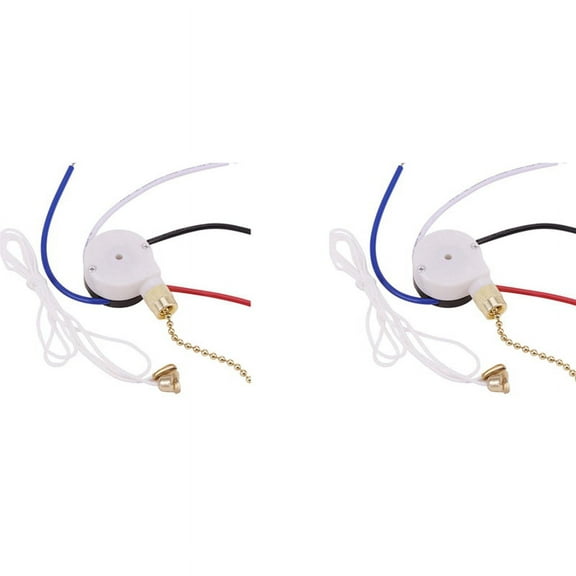 2X Ceiling Fan Switch Kit 3 Speed 4 Wire, Fan Switch Zipper Speed Control Switch, ZE208S Pull Wire Switch Gold