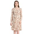 thumbnail image 1 of INSPIRE CHIC Robe Midi à Manches Longues Imprimé Floral Col en V pour Femmes, 1 of 5