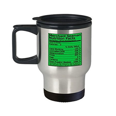 Sailor Coffee Cup - Merchant Seaman Nutrition Facts - Marines Gifts for Men - 14 oz Stainless Steel Travel Mug