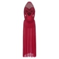 thumbnail image 3 of Haitryli Lyrical Dance Dress for Women Halter Sleeveless Mesh Flowy Tulle Skirt Maxi Long Dress Burgundy XL, 3 of 7
