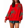 thumbnail image 1 of Sudadera con Cuello Redondo, Larga y Lazo para Mujer, Estilo Informal, Estilo Farol, Estilo Otoño, Estilo Y2k Rojo S, 1 of 8