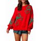 thumbnail image 1 of Sudadera con Cuello Redondo, Larga y Lazo para Mujer, Estilo Informal, Estilo Farol, Estilo Otoño, Estilo Y2k Rojo S, 1 of 8