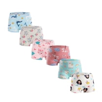 6Pcs/Pack Little Girls Boxer Briefs Panties Kid Girl Cute Cartoon Print Underwear Toddler Cartoon Underpants Shorts