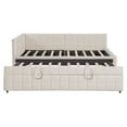 thumbnail image 5 of MODERNLUXE Full Size Daybed with Twin Size Trundle, L-Shaped Daybed Frame with USB Ports for Bedroom,Beige, 5 of 7