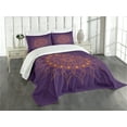 thumbnail image 3 of Ambesonne Purple Mandala Quilted Bedspread Set 3 Pcs, Mystic Sun, King Size, Marigold, 3 of 5