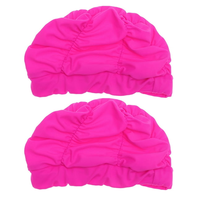Miangastore 2 Pcs Cache-Oreilles pour la Natation, en Matériau nylon de Qualité Supérieure de Couleur Rosée Vibrante. Ces Bonnets Imperméables Offrent un design Plissé pour un Ajustement Lisse et Confortable, Protégeant les Cheveux et les Oreilles pendant la Natation. Légers et Écoresponsables, Ils Mesurent Environ 24 x 17,5 x 0,3 cm et Sont Faciles à Mettre et à Enlever. Idéal pour la Plage Ou la Piscine.