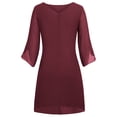 thumbnail image 7 of Grace Karin Women's Elegant 3/4 Slit Sleeve Loose Chiffon Dress V Back Neck Party Midi Dress, 7 of 7