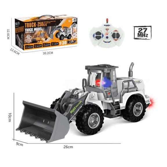 RC Bulldozer Construction Trucks for Kids, 1/30 Scale Remote Control Car with Lights for Boys Girls Outdoor Play Toys & Christmas Gifts