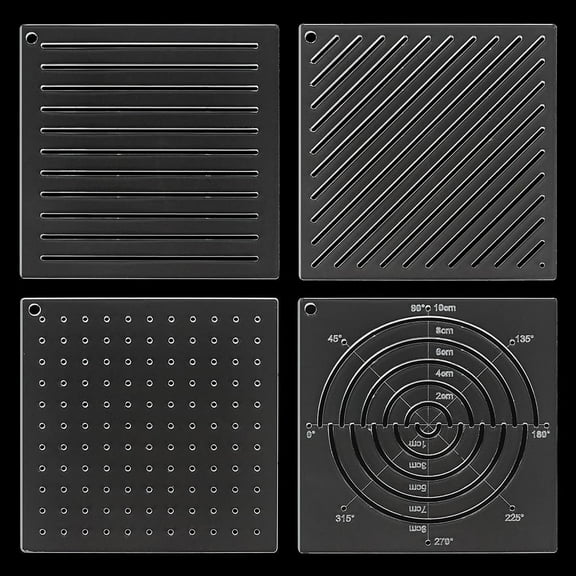 4Pcs Acrylic Sashiko Stencil Dots Lines Arcs Slashes Acrylic Embroidery Tool Drawing Line Template